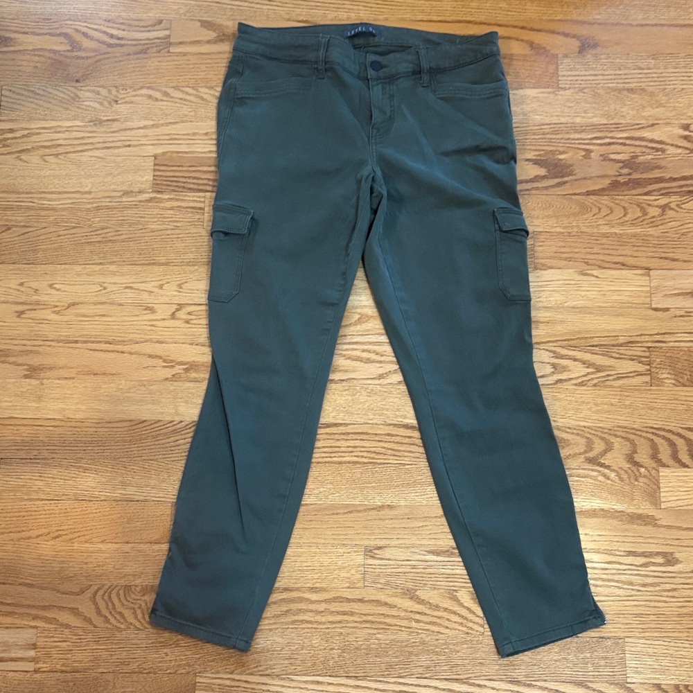 Level 99 Women's Cargo Straight Leg Jeans - Dark Green